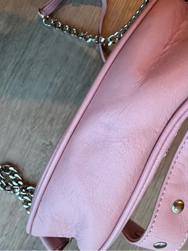 Núnoo Pluto Rivet Silky Pink Leather Crescent Studded Shoulder Bag Y2K - Image 13