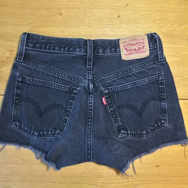 Levi’s 501 Jean shorts 24 button-fly faded black distressed - Image 3