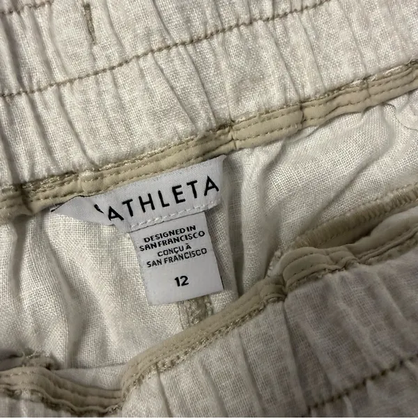 Athleta Cabo Linen Jogger Travel Pants Cream Leopard Size 12 - Image 7