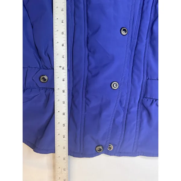 Black Bear Women's Blue Hooded‎ Jacket Snap Button Up Puffer Coat Size 12 - Image 8