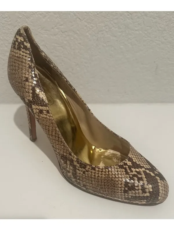 COACH Chelsey Natural Snake-Embossed Leather Round Toe Pumps High Heels Size 9 - Image 2