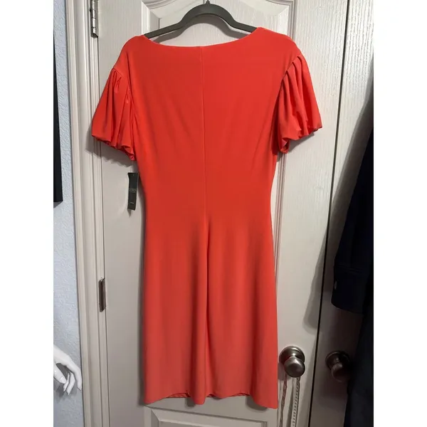NWT Lauren Ralph Lauren Coral Puff Sleeve Ruched‎ Sheath Dress Minimalist Career - Image 4