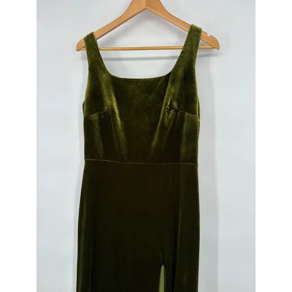 ChicSew Maxi Dress 12 Green Velvet Sleeveless Slit Formal Evening Gown Holiday - Image 3
