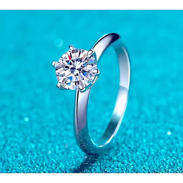 Boutique 1ct Solitaire Platinum Simulated Diamond Engagement Wedding Ring,‎ Size 6 NEW - Image 3