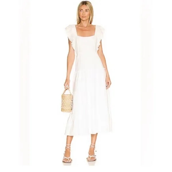Show Me Your Mumu Lovely Midi Dress in White Linen.Size S - Image 3