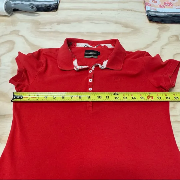 Barbour Women’s Classic Red Polo T-shirt Shirt Cotton‎ Sz 10 - Image 10
