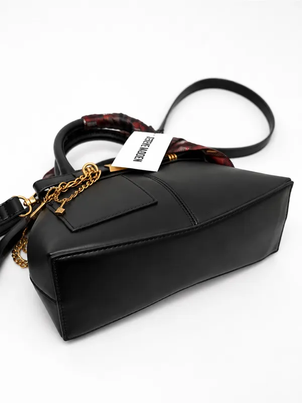 👜Steve Madden | Black Satchel with Red Plaid Scarf Accent👜 - Image 7