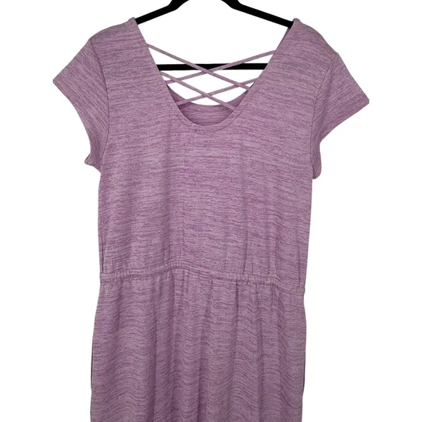 Talbots Soft Drape Jersey Maxi Dress‎ Heathered Lavender Lattice Back Size Large - Image 6