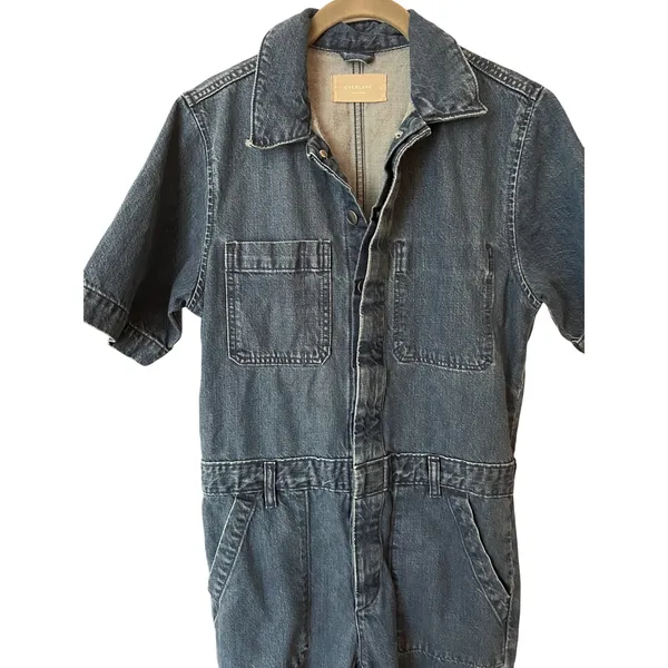 Everlane The Supersoft Jean Coveralls Size‎ 2 Denim Short Sleeve Jumpsuit - Image 6