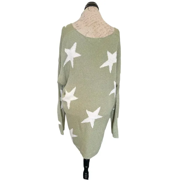 A Beautiful Soul Sweater Size A Size (1X ) Stars Green Cozy Slouchy Whimsigoth - Image 4