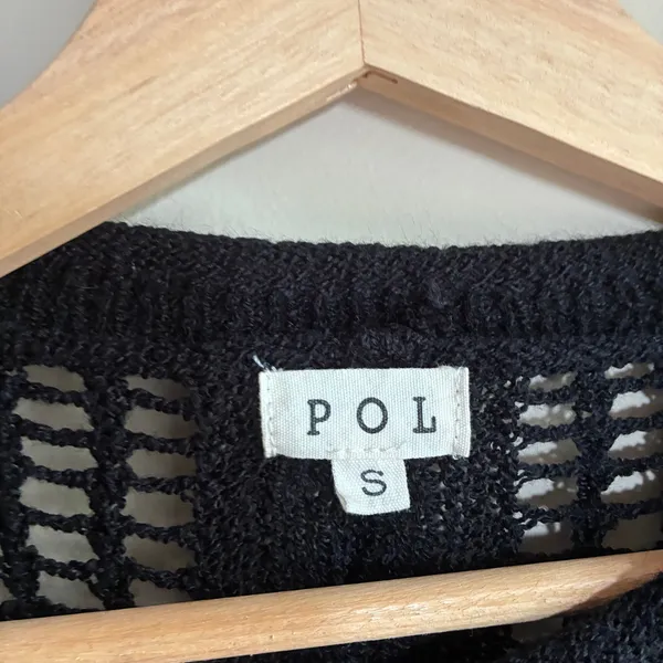POL boho black knit‎ asymetric cardigan women's size small gothcore steampunk - Image 3
