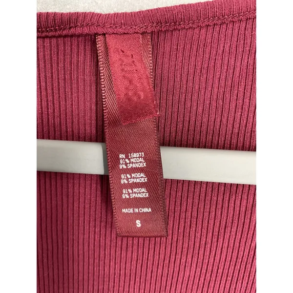 SKIMS Women Maxi Dress Burgundy Ribbed Soft Lounge Scoop Neck S - Image 4