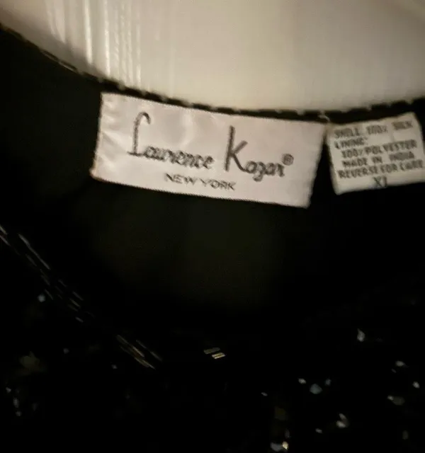 Lawrence Kazar vintage black sequin jacket XL - Image 3