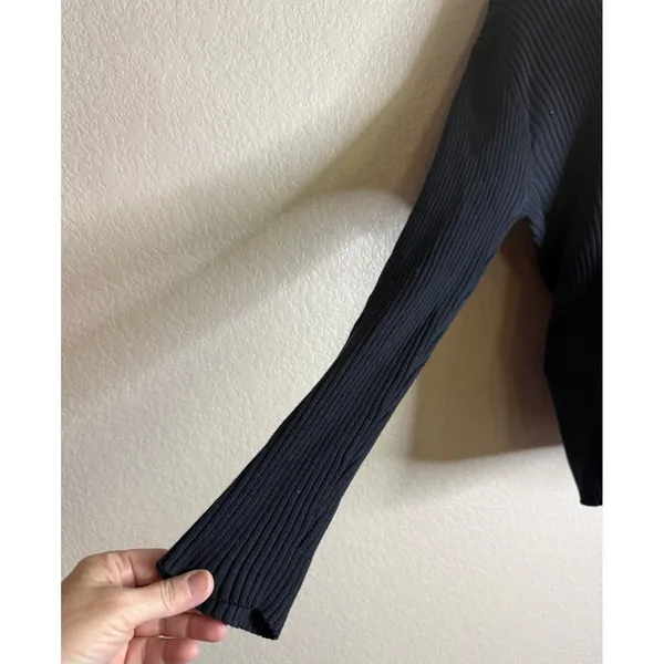 Newport News Womens‎ XL Sweater Black Ribbed Knit Cotton Turtleneck Mock Neck - Image 6