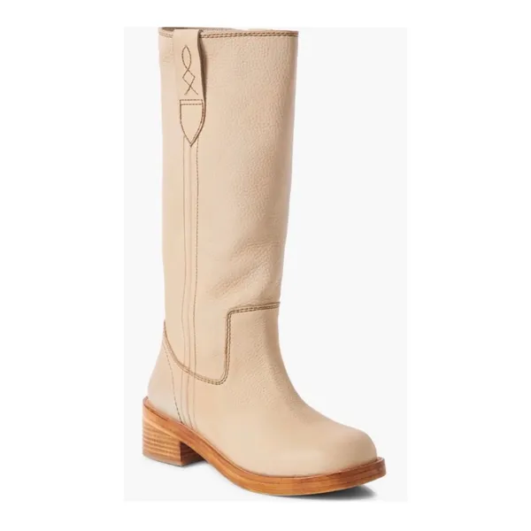 Free people Blaze Parchment Leather Block Heel Knee Boots SZ 6 NEW - Image 2
