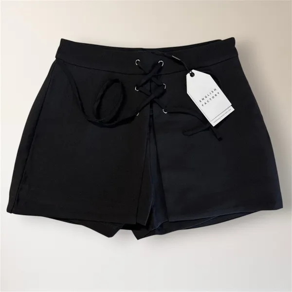 English Factory XS Black Lace Up Corset High Waist Skort Y2K Whimsigoth Witchy‎ - Image 4