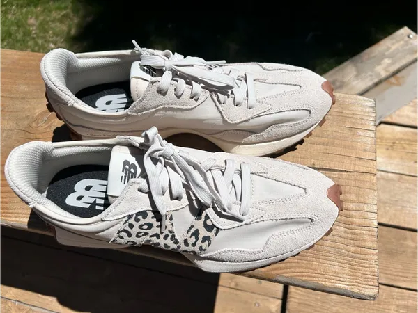 New Balance 327 Sea Salt Leopard Print Sneakers Size 11.5 Womens 10 Mens - Image 5
