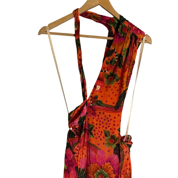 Farm Rio Blooming Garden Floral Print One Shoulder Cut Out Cocktail Maxi Dress M - Image 6