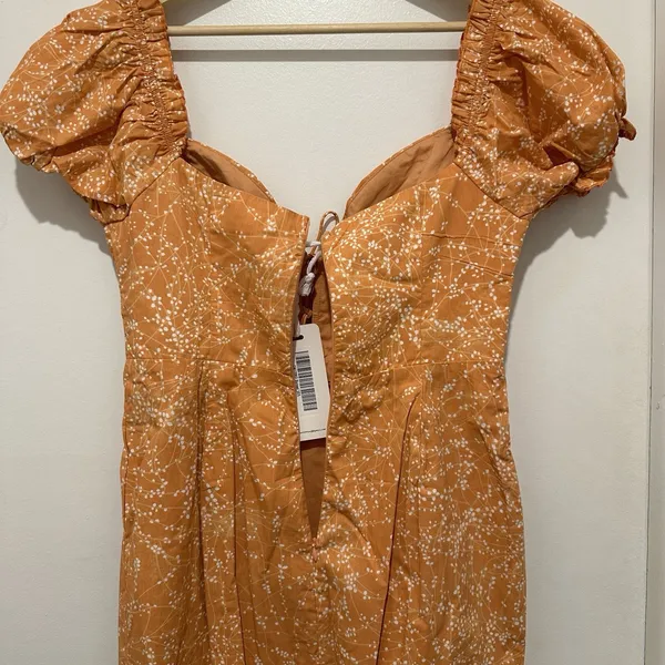 FIELD DREAMS PUFF SLEEVE TIE-UP BODICE DRESS FLORAL PRINT SUNSET‎ Size Large - Image 8