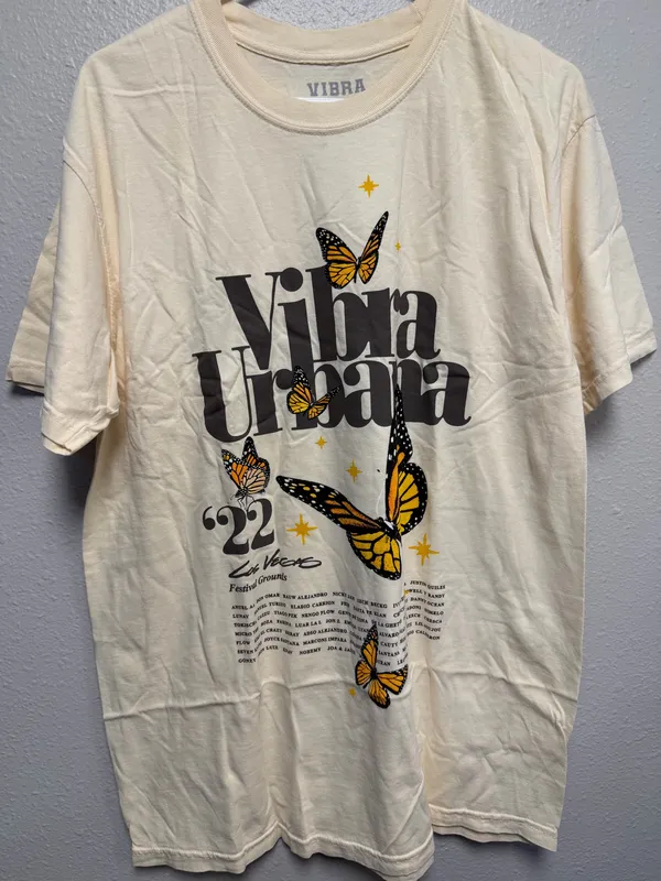 Vibra Urbana 2022 Butterfly Tee Light Yellow Size L NEW Festival Grounds - Image 3