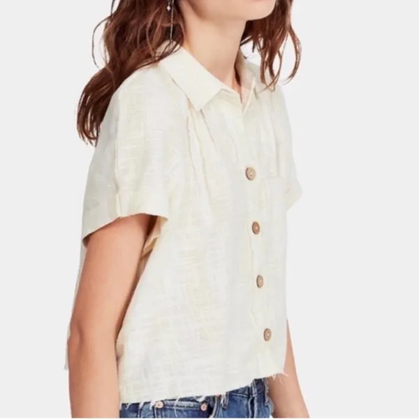FREE PEOPLE Away At Sea Striped Shirt Top Medium - Image 3