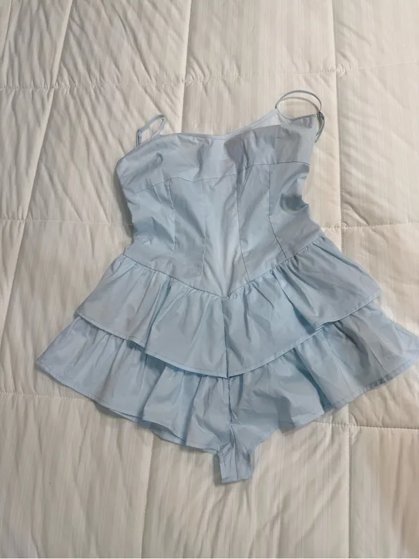 Edikted Light Blue Ruffled Romper. - Image 3