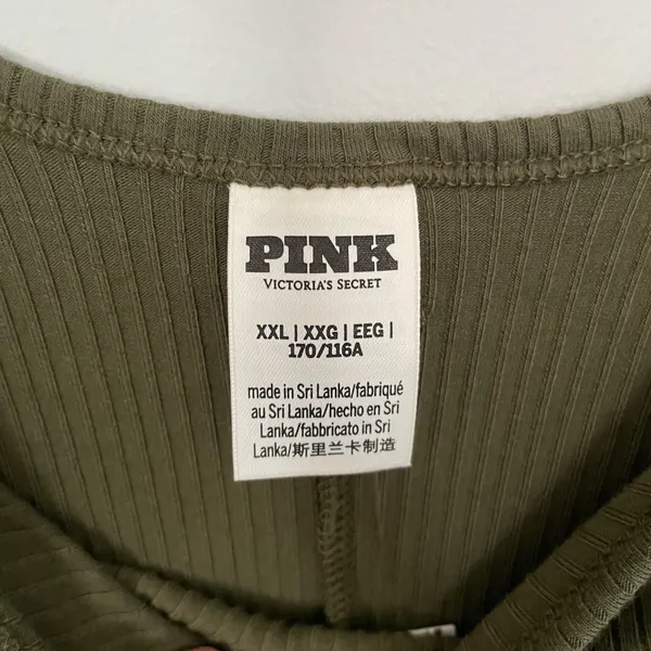 PINK Victoria's Secret Base Cotton Ribbed Long Sleeve Romper- Olive-Size XXL-NWT - Image 4