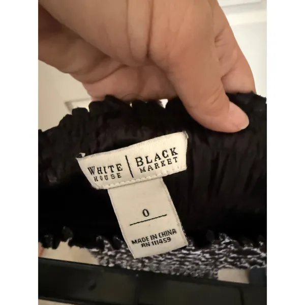 White House/Black Market Strapless Black‎ Patterned Dress - Image 2