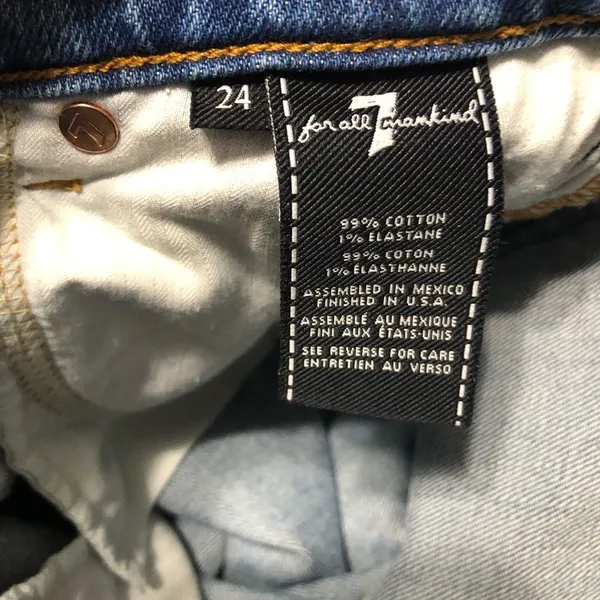 7 For All Mankind Criss Cross Denim Jeans Women's Size 24‎ Trendy - Image 10