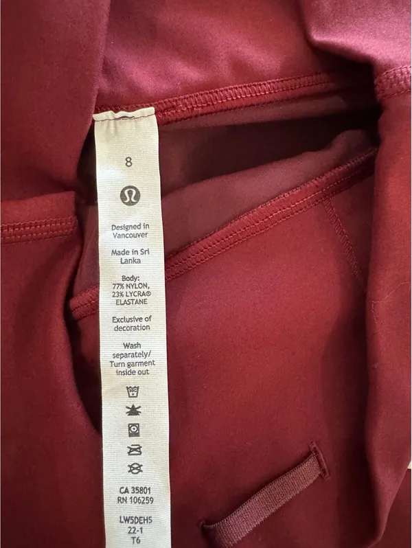 Lululemon Wunder Train High Rise 25” Sun Bleached Wash Red Merlot Size 8 NWT - Image 7