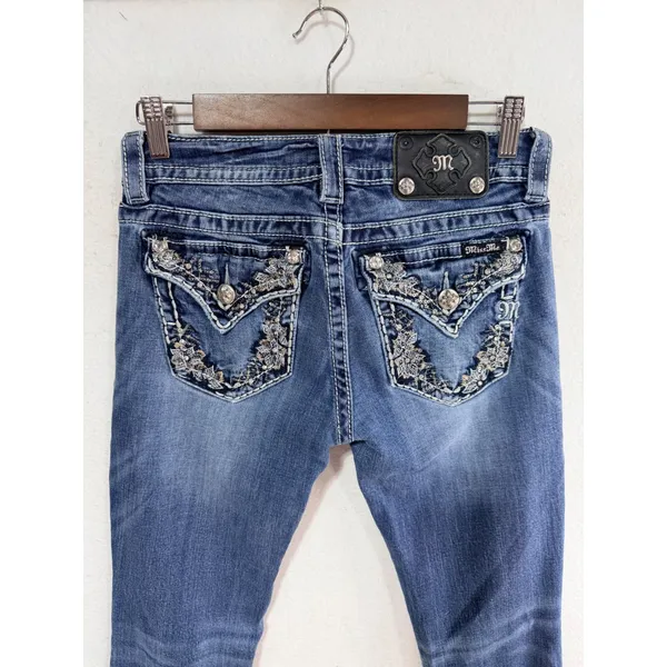 Miss Me Jeans Signature Bootcut Embellished Women's 28 Blue JP7087B Western Boho - Image 4