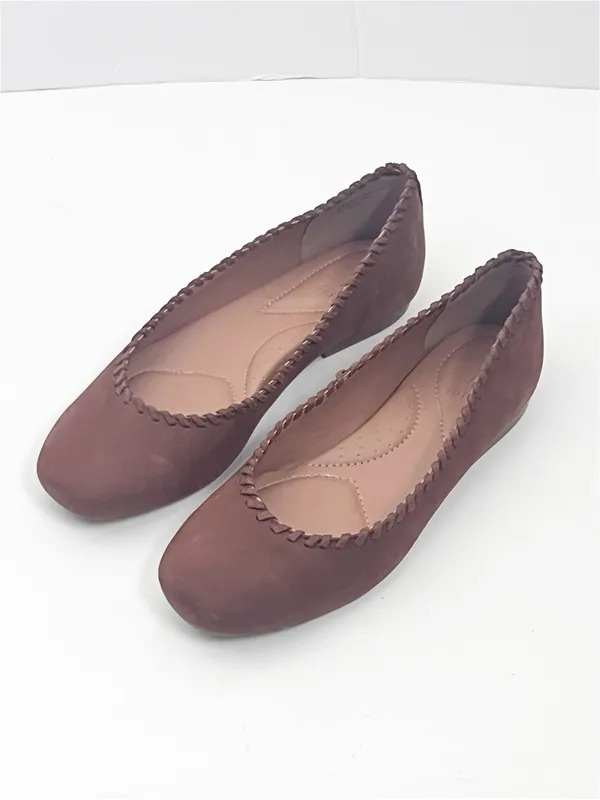 JOIE Brown Suede Almond Top Braided Trim Details Slip On Ballet Flats 8.5 - Image 5