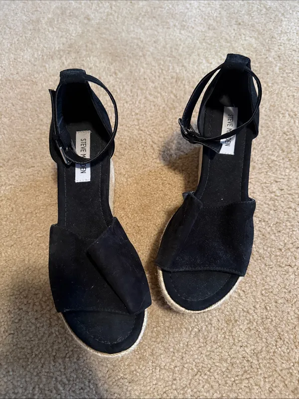 Steve Madden Apolo Black Suede Espadrille Platform Sandals - Image 3