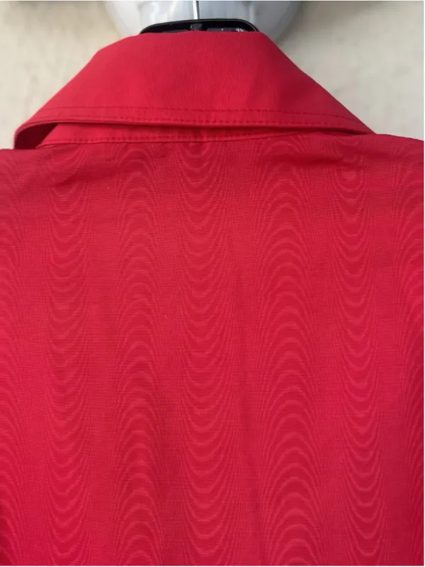New Tuckernuck Red Chloe Midi Dress XS Belted Collared Moir Classic Elegant - Image 10
