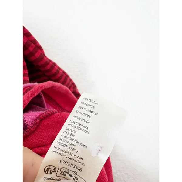 Free People We The Free Punk Playful Tee Size Medium Pink Red Stripes Emo - Image 7