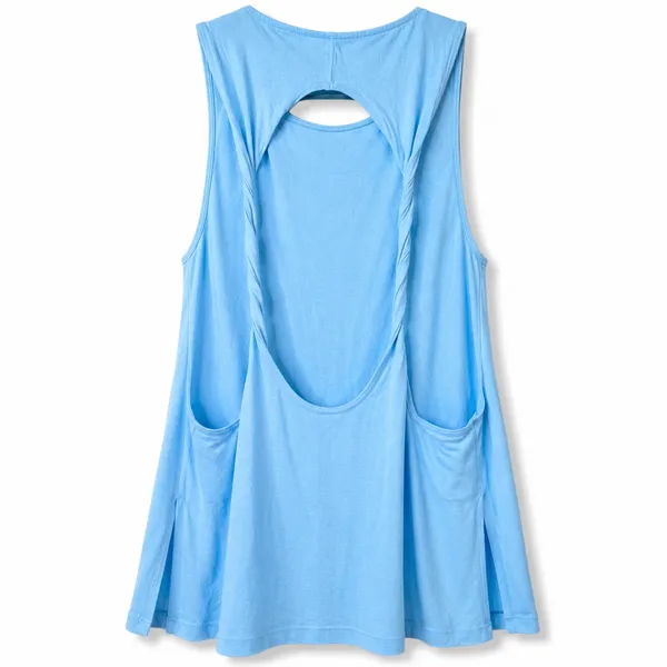 NEW Free People Movement FP Bright Blue Show Off Tunic Twisted Cutout Back Tank - Image 9