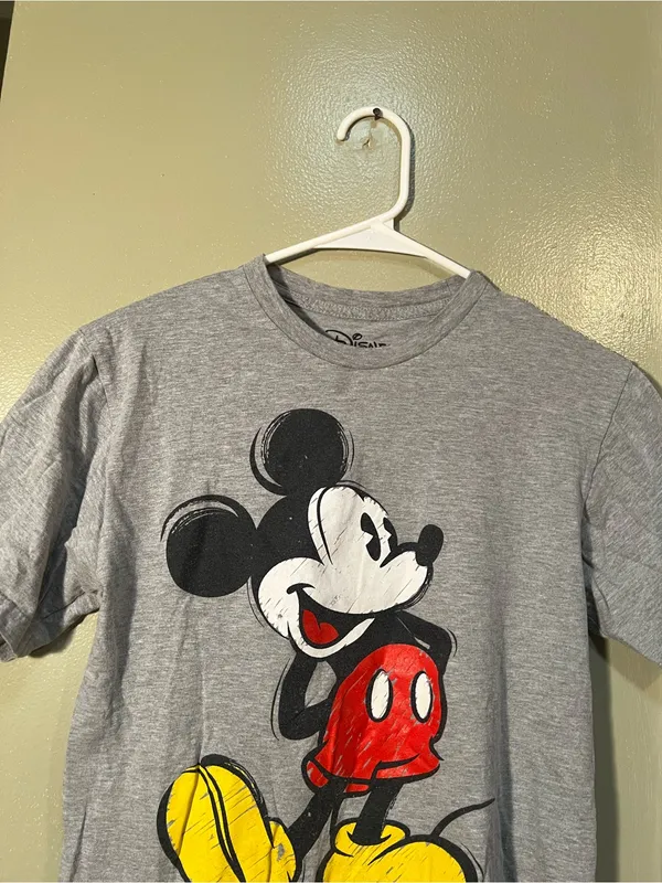 Disney Unisex Size Small T-Shirt Light‎ Gray Mickey Mouse Graphic Short Sleeve - Image 2