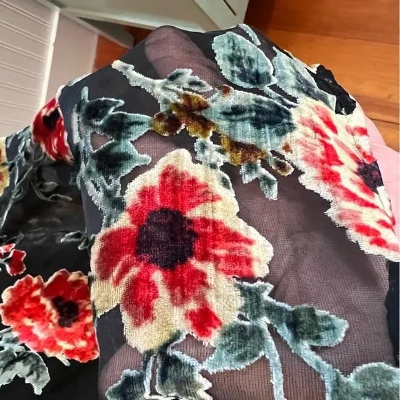 Miss Me Floral Burnout Velvet Shift‎ Dress Sleeveless Black Small - Image 10