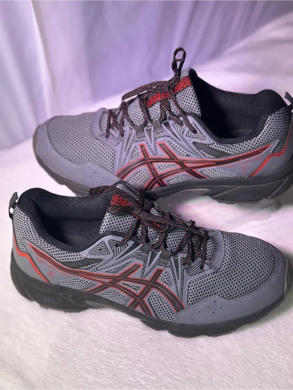 ASICS Gray and Red Men's Running Sneakers - Image 3