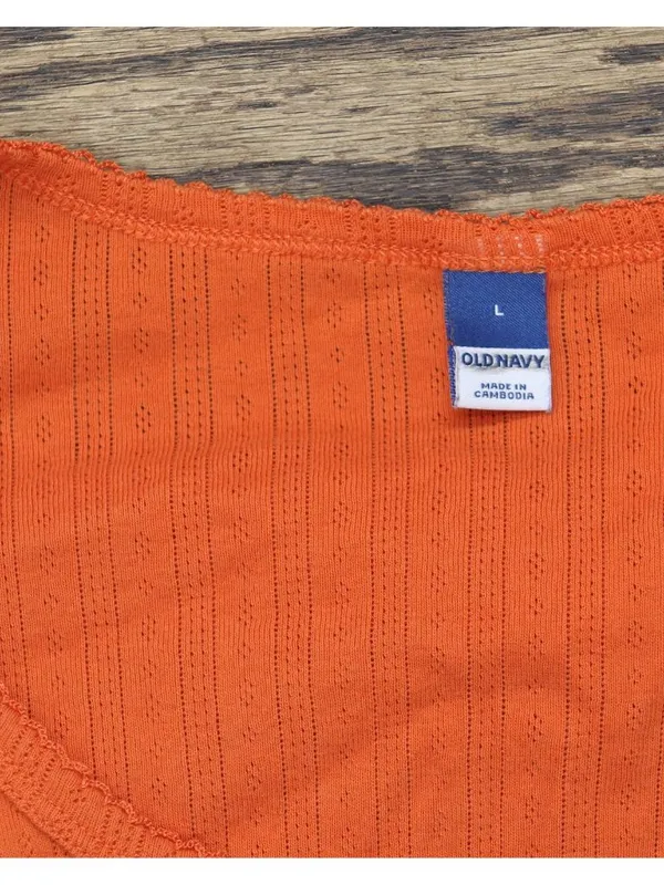 Old Navy Womens Babydoll Knit Bow Accent Shirt Top Orange L - Image 3