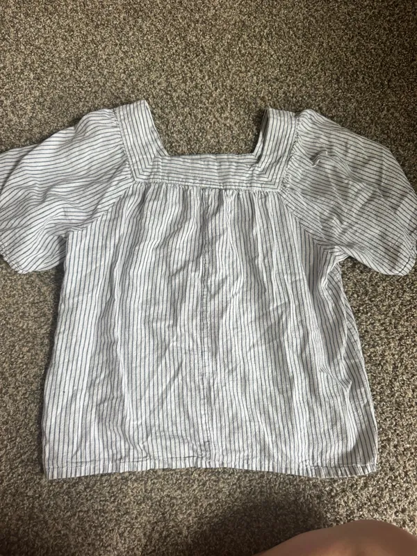 Gap Blue & White Striped Square Neck Blouse - Image 2