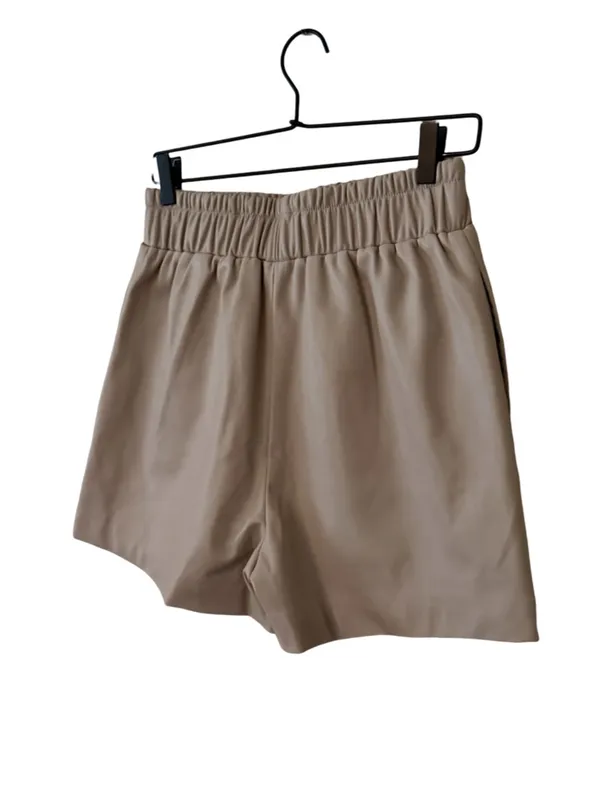Mango High-Waist Faux Leather Tan Pull-On Shorts Size M NWT - Image 10