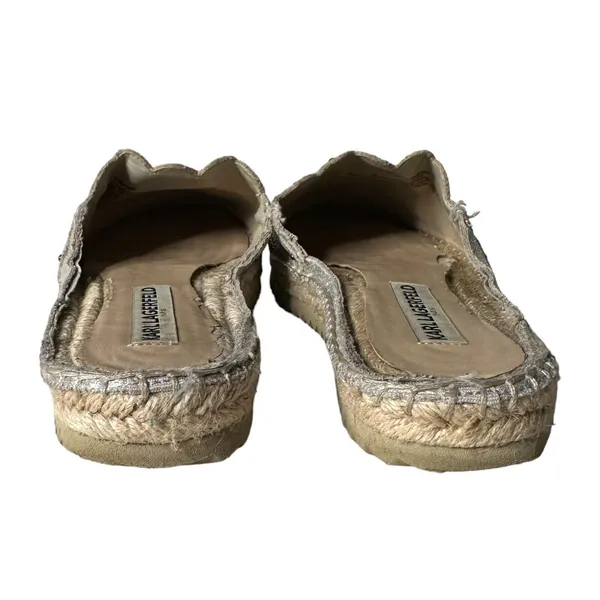 Karl Lagerfeld‎ Metallic Silver Espadrille Slides Slip on Shoes Women Size 7.5 - Image 14
