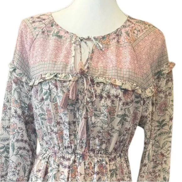 lovestitch Cream Floral Long Sleeve Maxi Dress size M - Image 2