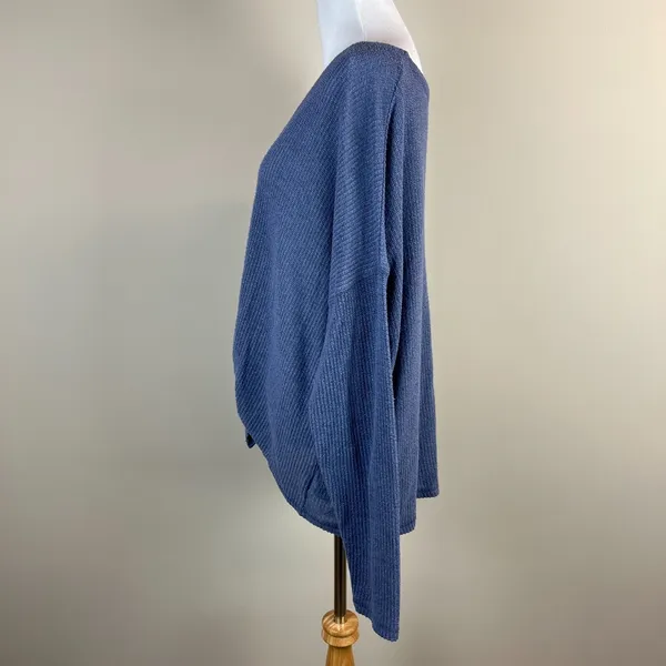 American Eagle Top Womens XL‎ Blue Knit Tie Front Button Up Long Sleeve V-Neck - Image 7