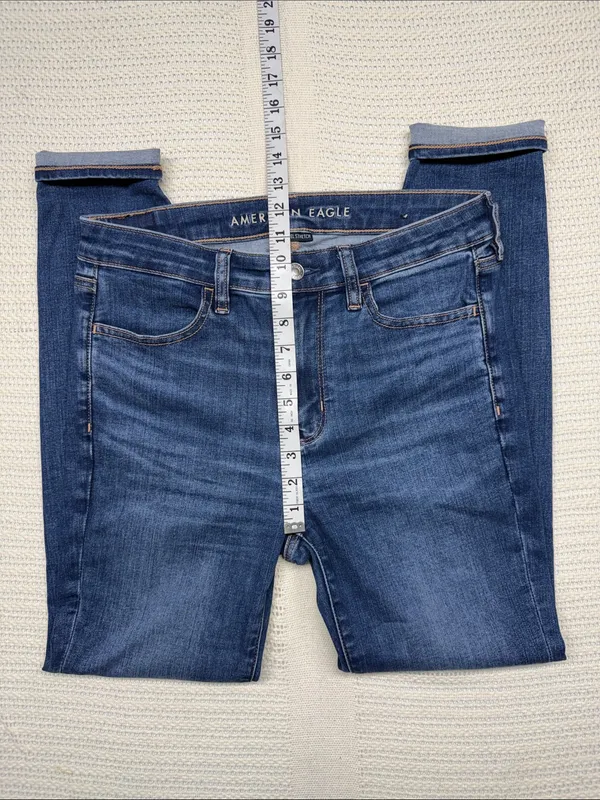 American Eagle Outfitters Womens High-Rise Next Level Stretch Blue Jeggings - Image 4
