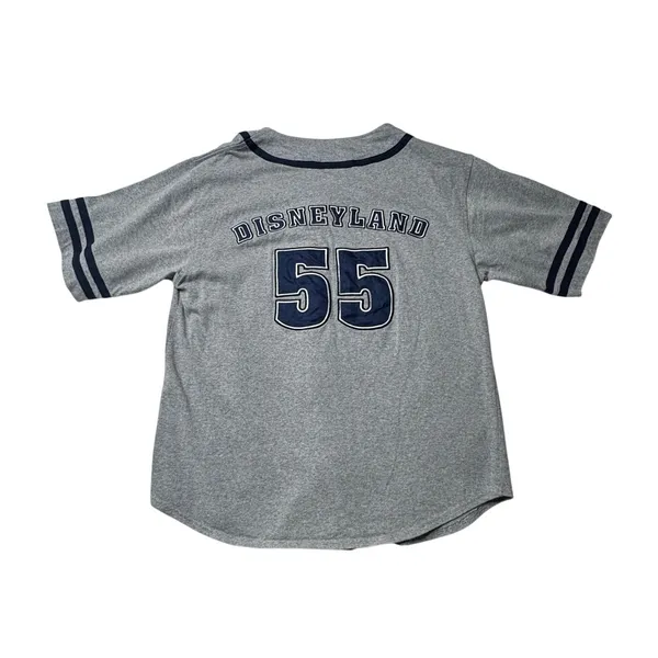 Disney Disneyland 55th Anniversary Mickey Mouse Baseball Jersey Gray Navy Small - Image 4