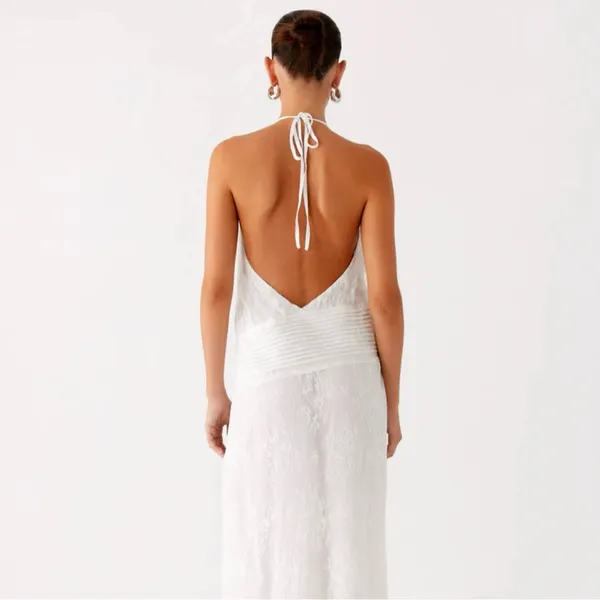 Peppermayo Reinhart Halter Maxi Dress White - Image 3