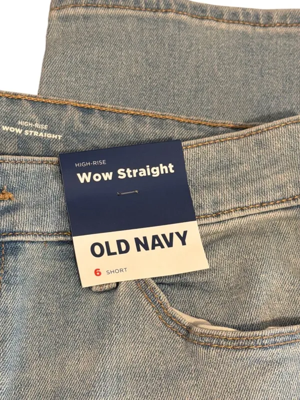 Old Navy High Rise Wow Straight Jeans Light Blue Denim Size 6 Short NWT School - Image 3