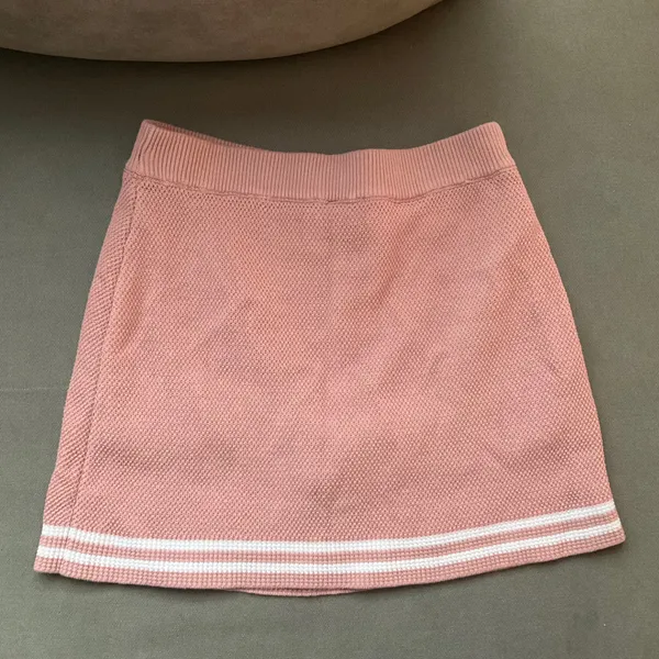 Alo Yoga Tennis Club Sweater Knit Skirt Ballet Pink/White XS - Image 8
